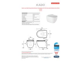 Specification Sheet - Kado Lussi Wall Hung Vortex Rimless Toilet Suite with Soft Close Quick Release Seat White (4 Star)