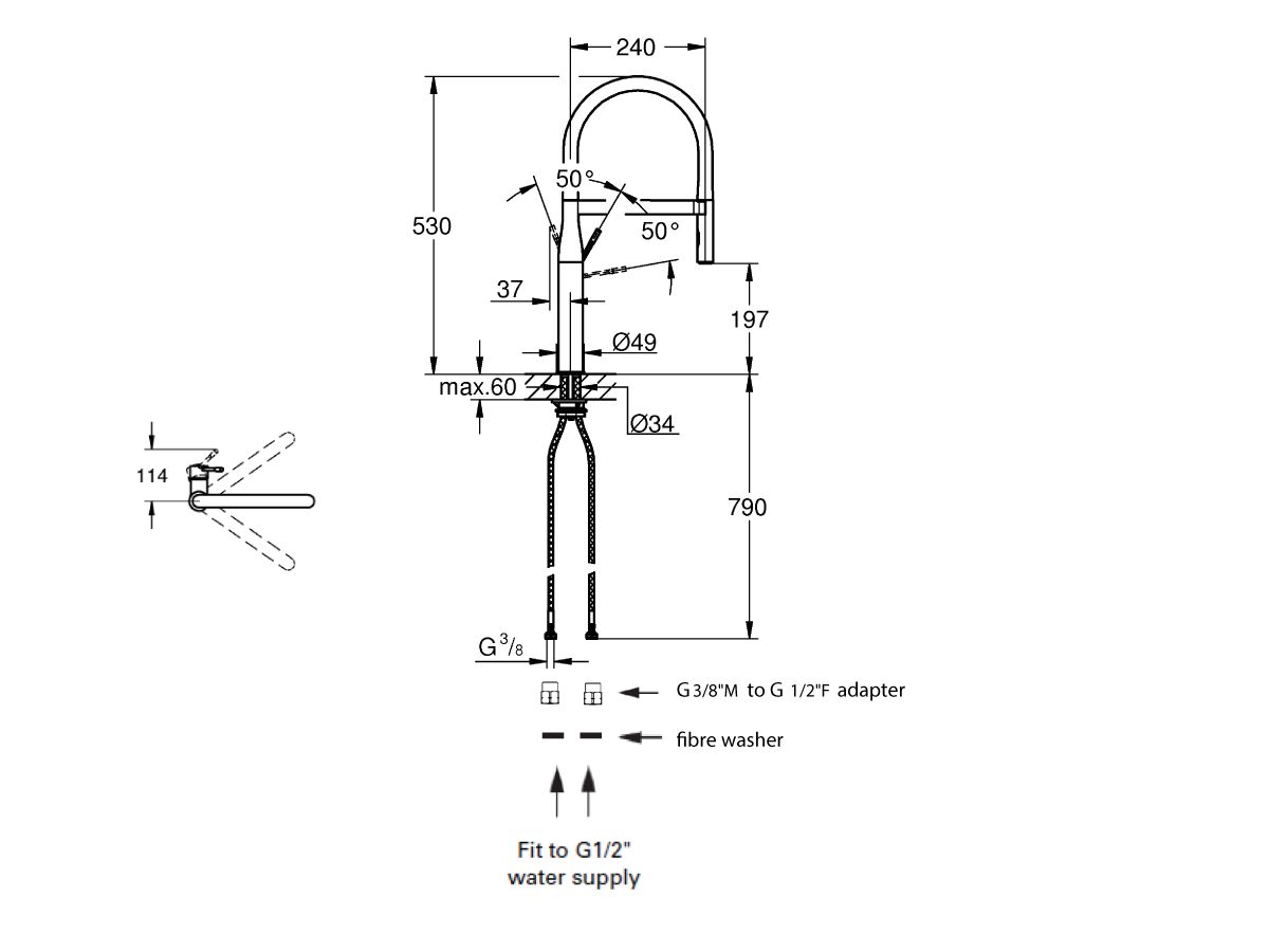 GROHE Essence Professional Pull Down Sink Mixer Tap Chrome / Black (5 Star)