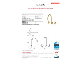 Specification Sheet - Scala Wall Sink Set Curved PVD Brushed Gold (3 Star) Lead Free
