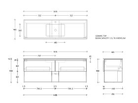 Posh Domaine Shelf All-Drawer 1500 Single Wall Hung Ceramic