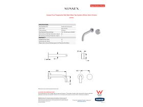 Specification Sheet - Sussex Pure Progressive Wall Bath Mixer Tap System 200mm Satin Chrome