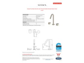 Specification Sheet - Sussex Pure Basin Set with Linear Textured Handles Brushed Nickel (5 Star)