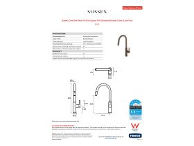 Specification Sheet - Sussex Oria Sink Mixer Pull Out Spray PVD Brushed Bronze (5 Star) Lead Free