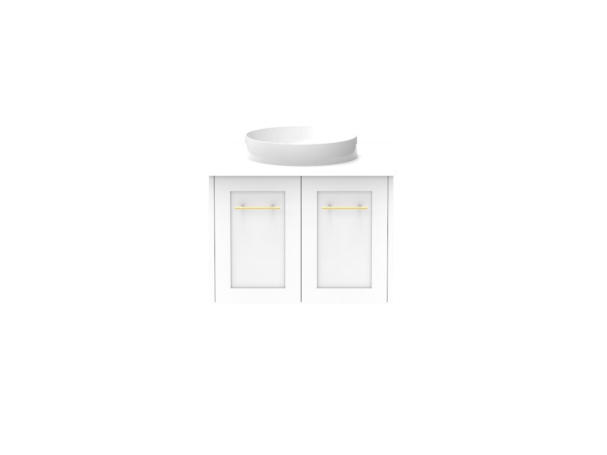 Supporting Image - Kado Lux All Door 600mm Wall Hung Vanity Centre Basin 20mm - White - Front