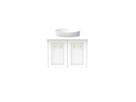 Supporting Image - Kado Lux All Door 600mm Wall Hung Vanity Centre Basin 20mm - White - Front