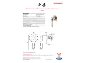 Specification Sheet - Milli Voir Shower Mixer with Porcelain Handle and Small Cover Plate Brushed Nickel