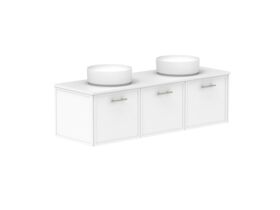 Supporting Image - Kado Lux All Door 1500mm Wall Hung Vanity Double Basin 20mm - White Shaker Angle