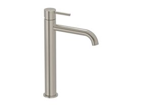 Mizu Drift Extended Basin Mixer Curve Spout Brushed Nickel (6 Star)