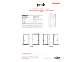 Specification Sheet - Posh Domaine MK2 Semi Frameless Hinged Shower Screen and Return 1000x1000x2000