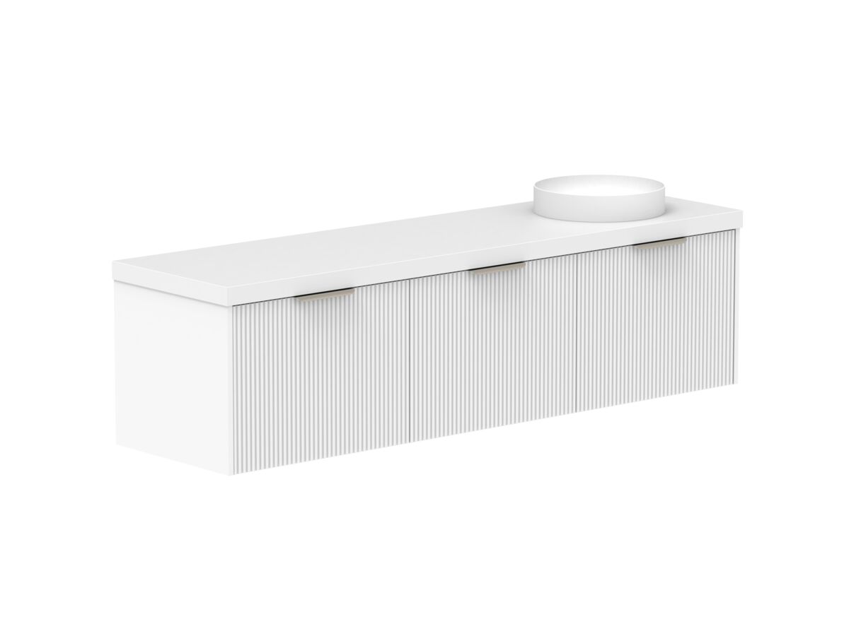 Supporting Image 2- Kado Neue Fluted Square All Drawer 1800mm Wall Hung Vanity with Right Hand Basin 50mm Top Ultra White