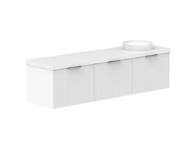 Supporting Image 2- Kado Neue Fluted Square All Drawer 1800mm Wall Hung Vanity with Right Hand Basin 50mm Top Ultra White