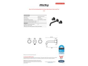 Specification Sheet - Mizu Drift Dial Wall Basin/Bath Set 200mm Matte Black (6 Star) Lead Free