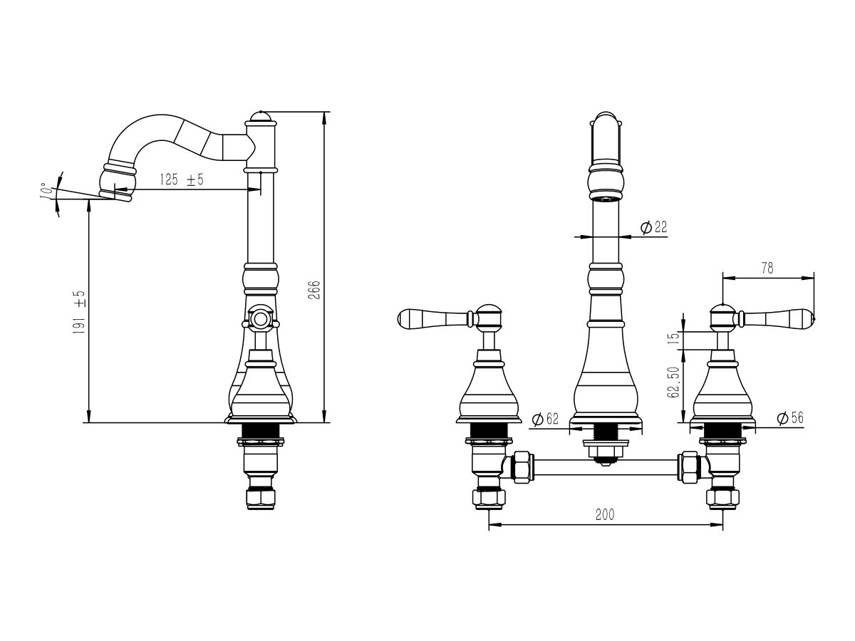 Milli Voir English Basin Set Lever Handle (5 Star)