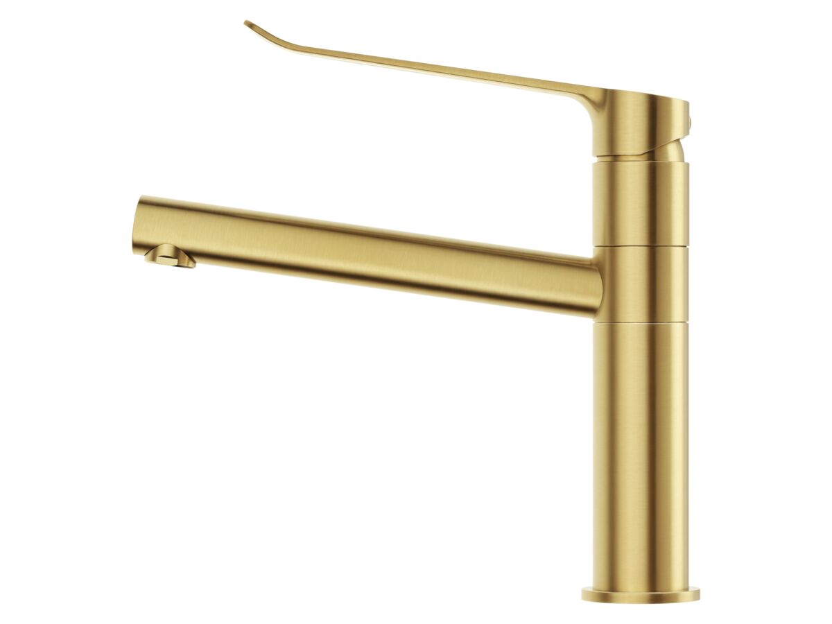 Supporting Image - Mizu Soothe MK2 Sink Mixer Extended Lever with Red & Blue Indicators Brushed Brass (5 Star) Lead Free - Side