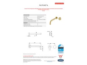 Specification Sheet - Sussex Pure Progressive Wall Basin Mixer Tap System 250mm with Diamond Textured Handle PVD Brushed Gold (3 Star)
