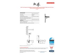 Specification Sheet - Milli Pure Progressive Bath Mixer Tap System 160mm with Hand Shower Right Hand and Cirque Textured Handles PVD Matte Black (3 Star)