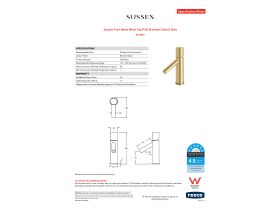 Specification Sheet - Sussex Pure Basin Mixer Tap PVD Brushed Gold (6 Star)