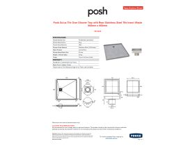Specification Sheet - Posh Solus Tile Over Shower Tray with Rear Stainless Steel Tile Insert Waste 900mm x 900mm