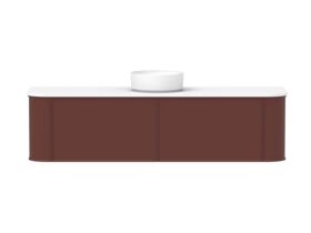 Supporting Image - Kado Era Double Curve All Drawer 1800mm Wall Hung Vanity with Centre Basin 20mm Top Red Marble