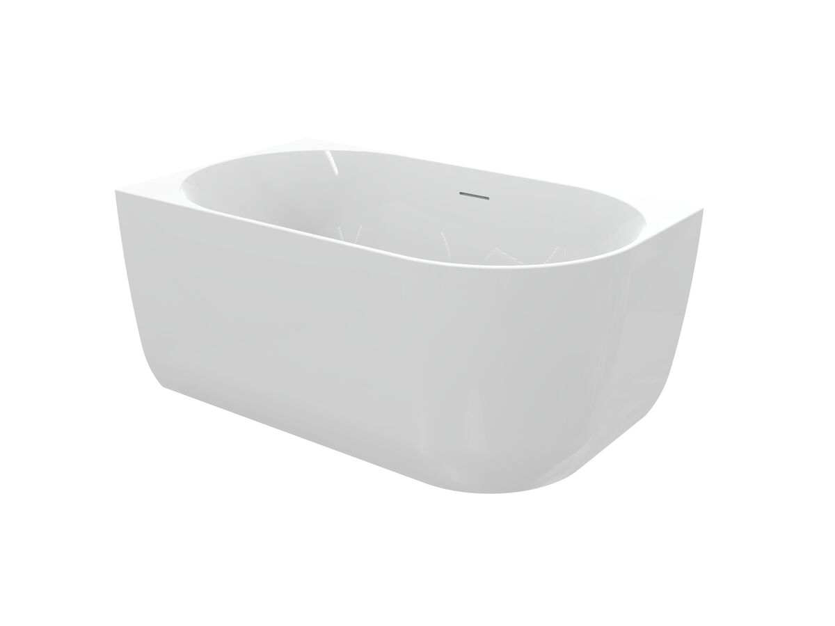 Supporting Image 2 - Posh Solus Back to Corner Freestanding Bath 1300mm Left Corner with Overflow Gloss White - Perspective View