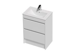 Posh Domaine Ensuite 600 2 Drawer Floor Standing White Console Top Gloss White