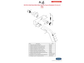 Component Listing - Milli Etch Wall Basin/Bath Mixer Tap Trimset Square Backplate Chrome (6 Star)