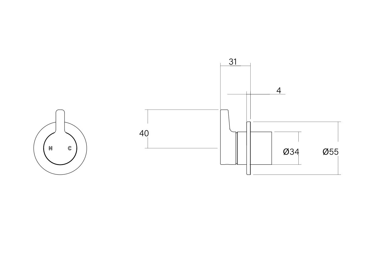 Technical Drawing - Faucet Strommen Vara Fin Shower Mixer Tap Lead Free