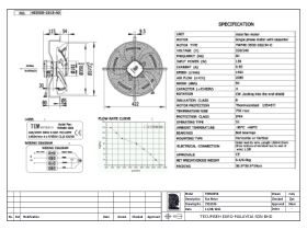 Specification Sheet - Tecumseh 350mm 1Ph Fan Motor Assembly 7552106