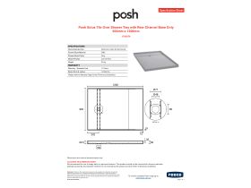 Specification Sheet - Posh Solus Tile Over Shower Tray with Rear Channel Base Only 900mm x 1200mm