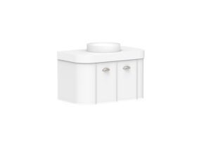 Supporting Image 2 - Kado Era Double Curve All Door 900mm Wall Hung Vanity Centre Basin 90mm Durasein Top Matte White