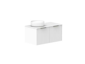 Supporting Image - Kado Neue Fluted Square 900mm Wall Hung Vanity with Left Basin Durasein 12mm Top Ultra White