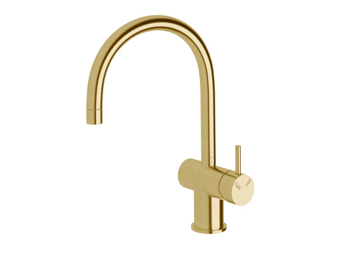 Sussex Scala Mini Sink Mixer Curved Large RH LUX PVD Brushed Pure Gold (5 Star)