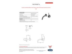 Specification Sheet - Sussex Oria Wall Bath Mixer Outlet System 165mm PVD Brushed Gunmetal Lead Free