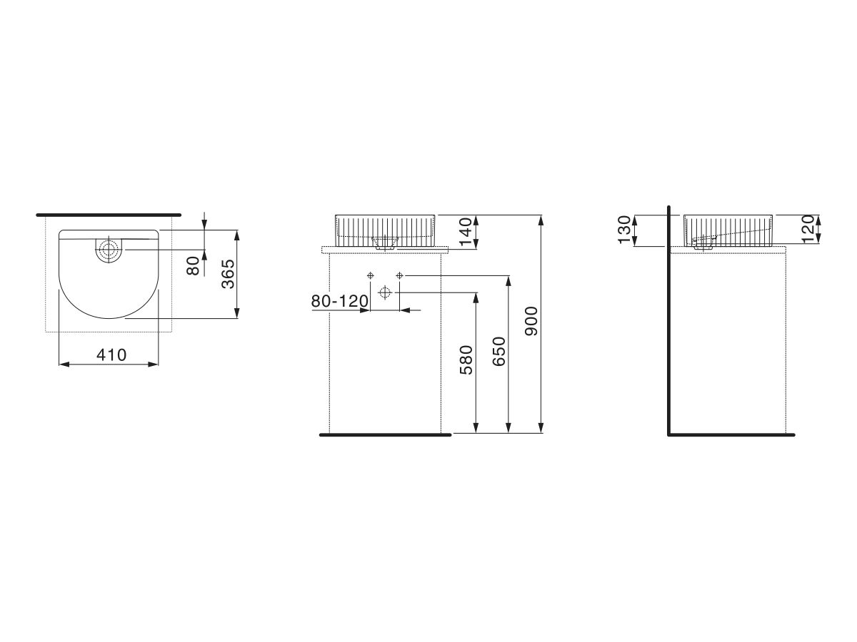 LAUFEN Sonar Textured Above Counter Basin With Plug & Waste 410mm x 365mm