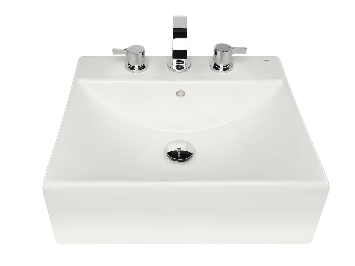 Roca Diverta 500mm Semi Recessed 3 Taphole Basin White