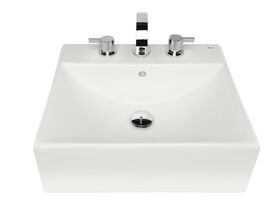 Roca Diverta 500mm Semi Recessed 3 Taphole Basin White