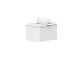 Supporting Image 2- Kado Neue Fluted Single Curve All Drawer 750mm Wall Hung Vanity with Centre Basin 20mm Top Ultra White