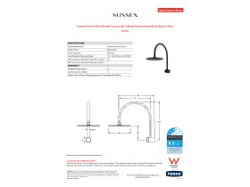 Specification Sheet - Sussex Pure Hi-Rise Shower Curved with 250mm Shower Head Matte Black (3 Star)