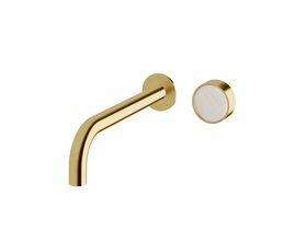 Supporting Image - Sussex Pure Elemental Progressive Wall Basin Mixer System 250mm PVD Brushed Gold (3 Star) Lead Free with Aurora Insert