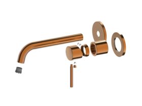Hero - Mizu Drift Wall Basin/Bath Mixer Set Curved Spout with 2-Piece Cover Plate Trimset Brushed Bronze (6 Star) Lead Free