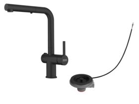 Hero - Franke Active Twist Pull Out Sink Mixer Kit (Matte Black Tap with Matte Black Remote Overflow Waste) (5 Star) Lead Free