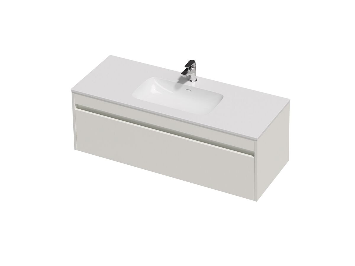 Hero - Posh Domaine Single 1200 1 Drawer Wall Hung Vanity White Console Top Gloss White Mineral Cast