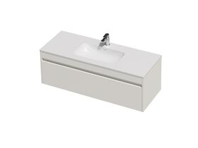 Hero - Posh Domaine Single 1200 1 Drawer Wall Hung Vanity White Console Top Gloss White Mineral Cast