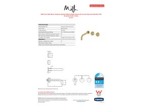 Specification Sheet - Milli Pure Wall Basin Hostess System 200mm Right Hand with Linear Textured Handles PVD Brushed Gold (3 Star)