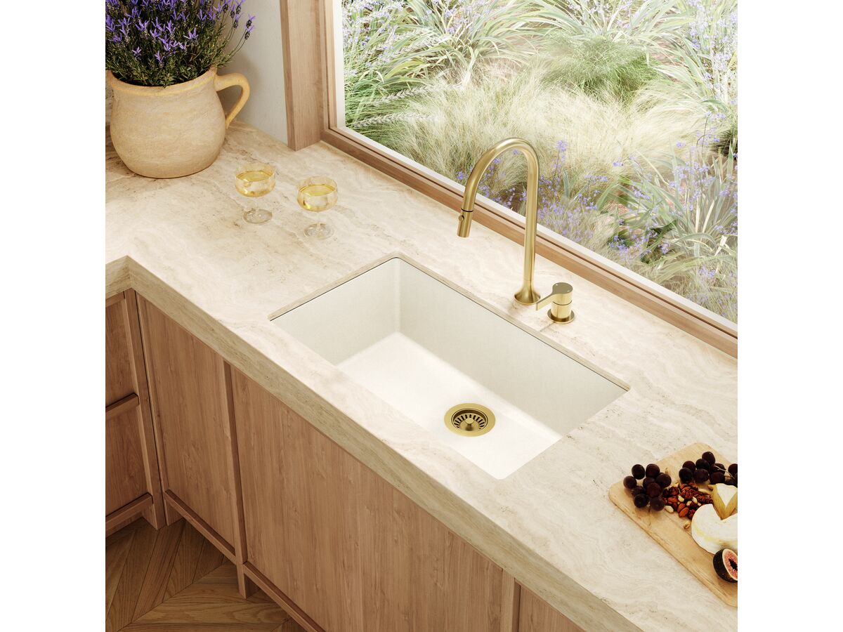 Memo Freya Mega Bowl Sink No Taphole Granite White