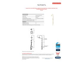 Specification Sheet - Sussex Pure Twin Rail Shower 250mm Curved with Top or Bottom Rail Water Inlet PVD Brushed Gold (3 Star)