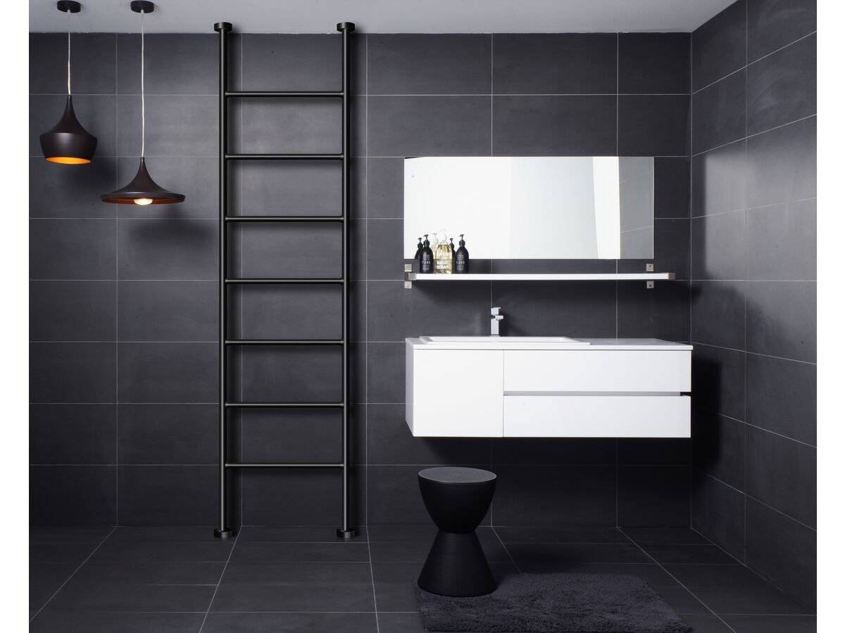 Hydrotherm Pure Heated/Non Heated Towel Rail Floor to Ceiling 550mm Black Matte