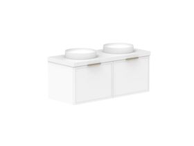 Supporting Image - Kado Lux Slim All Drawer 1200mm Wall Hung Vanity with Double Basin 50mm Top Matte White