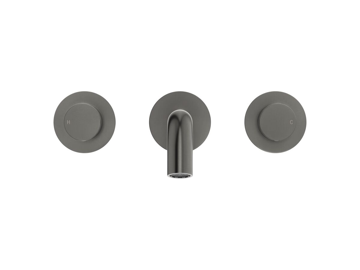 Supporting Image 2 - Mizu Drift Dial Wall Basin/Bath Set 200mm Brushed Gunmetal (6 Star) Lead Free - Front