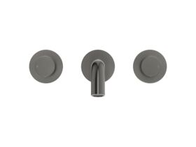Supporting Image 2 - Mizu Drift Dial Wall Basin/Bath Set 200mm Brushed Gunmetal (6 Star) Lead Free - Front